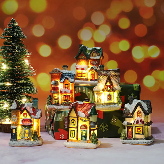 LED Christmas Castle Snow House Ornament